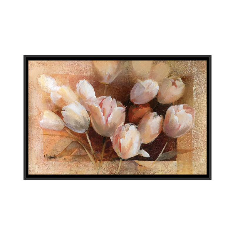 «Thea's Tulips for You», reproduction sur toile, H 18 po x l 26 po x P 1,5 po, Toile encadrée noire, Pas de tapis