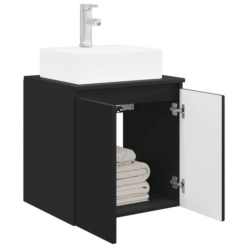 Single Bathroom Vanity with Ceramic Basin, Black
