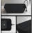 Black Simple Rectangular Artificial Stone Bathtub 67'' W 23.2'' H Frameless Offset Curved Tub & Shower Kit