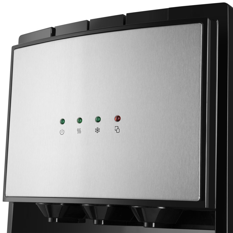 Black and Stainless Steel Bottom Loading Water Dispenser with Child Safety Lock