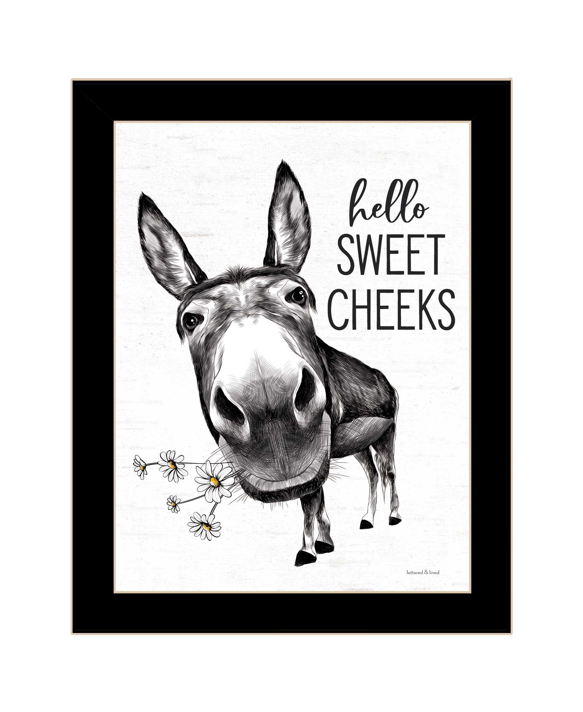 hello sweet cheeks donkey framed print