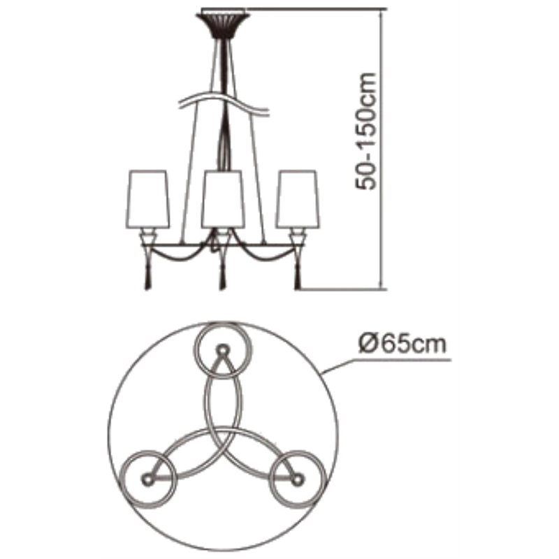 Vidal 3 - Light Shaded Chandelier