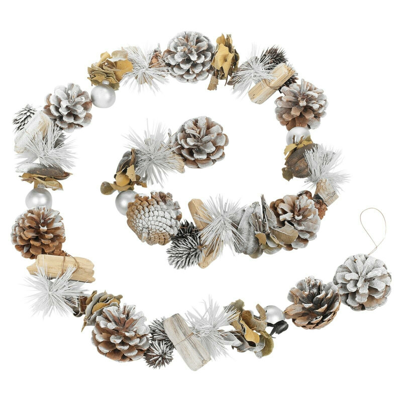 150cm Faux Wood Chip / Wood Curl Garland, Natural White