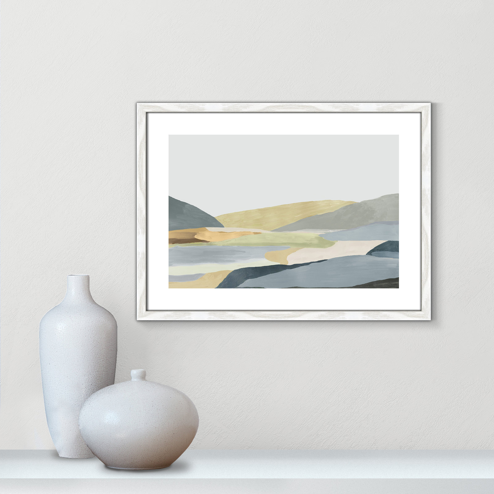 'Warm Hills II' - Picture Frame Painting Print on Paper, White Framed Paper, 17" H x 23" W x 0.75" D