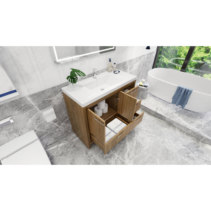 Ensemble de meuble-lavabo simple 42 po Melillo, Chêne naturel