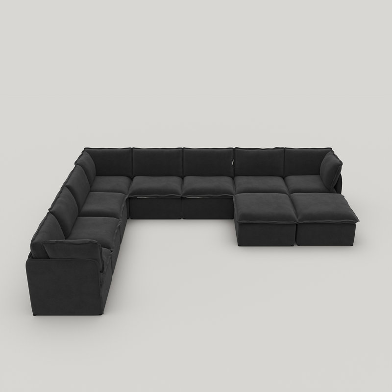 Canapé modulaire modulaire 10 pièces Advait, combinaison libre avec structure en fer léger et repose-pieds Advait