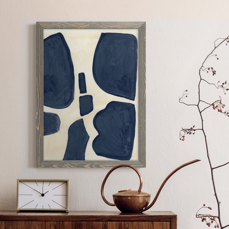 Toile encadrée bleue de qualité supérieure - Prêt à accrocher, H 24 po x l 20 po x P 1 po, Encadré gris