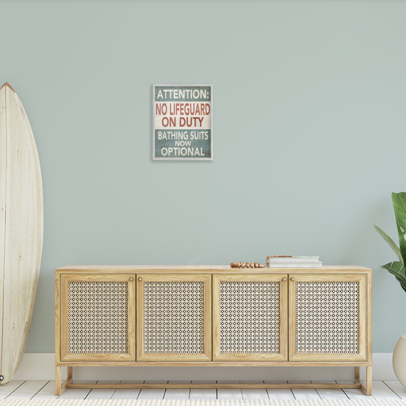 Bc-516_FG " Funny Bathing Suits Optional " by Graffitee Studios, 20" H x 16" W, Farmhouse Gray Framed Giclee