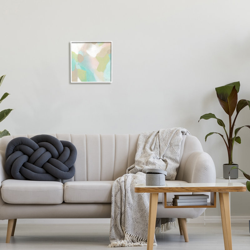 Moderne, formes pastel fluides, vert doux, giclée, art texturé par Carol Robinson, L 12 po x H 12 po