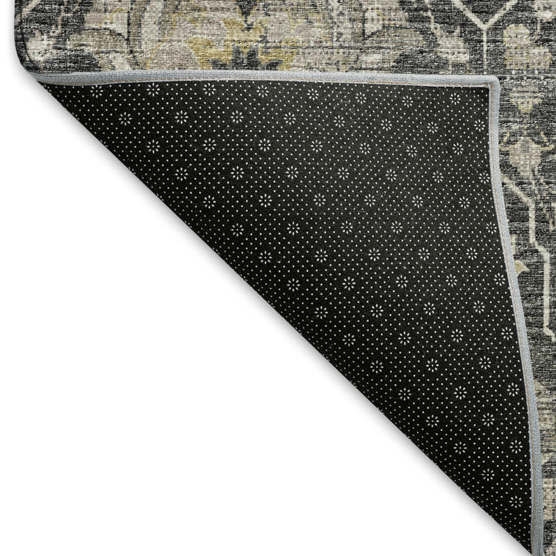 Premium Machine Washable Alliah AMF94 Gray Rug, Rectangle 3' x 5'