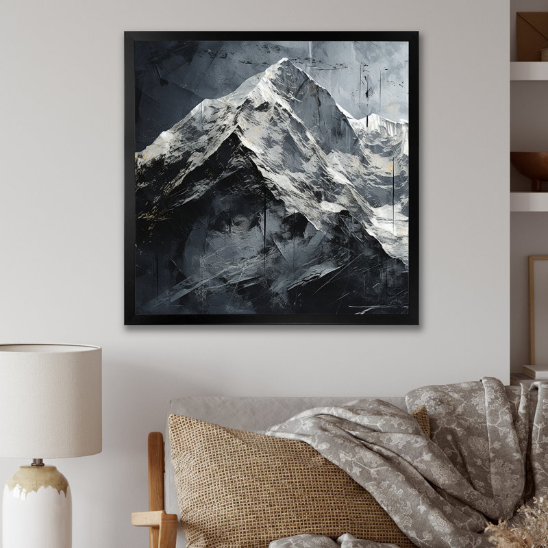Snowy Mountain Peak sur toile, H 24 po x l 24 po x P 1 po, Cadre simple noir