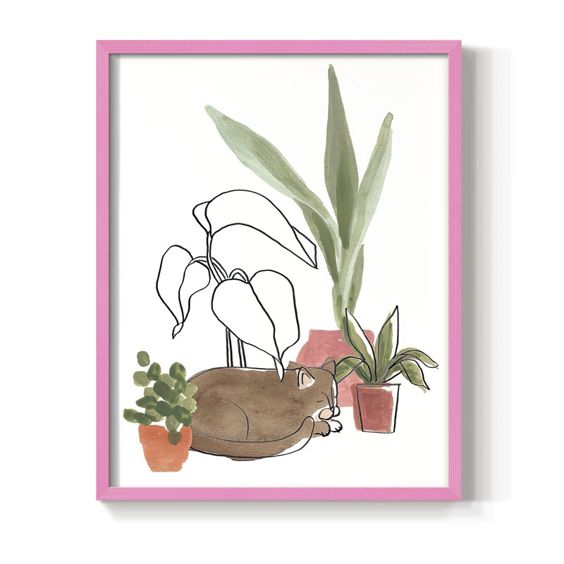 Impression encadrée PurrfectPlants III - bois massif, H 21 po x l 17 po, Rose