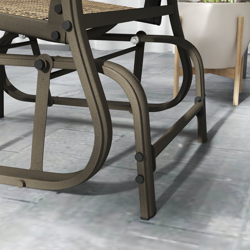 Fauteuils à bascule 3 pièces avec table de jardin brun