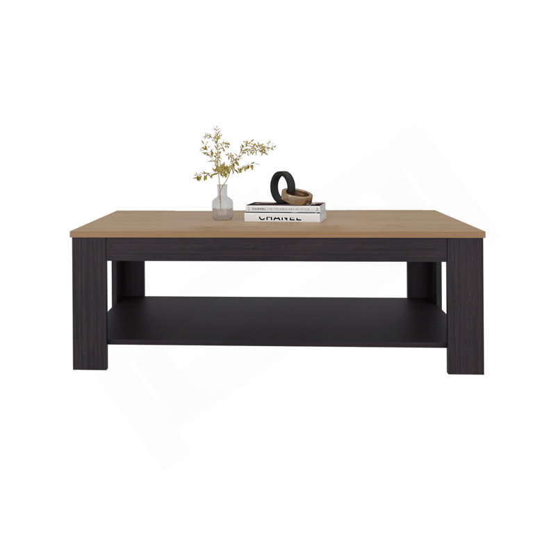 Table basse H 16,2 po, 1 tablette, wengé noir - salon