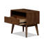 Table de chevet Mid-Century en noyer Sutton avec un tiroir et une tablette ouverte