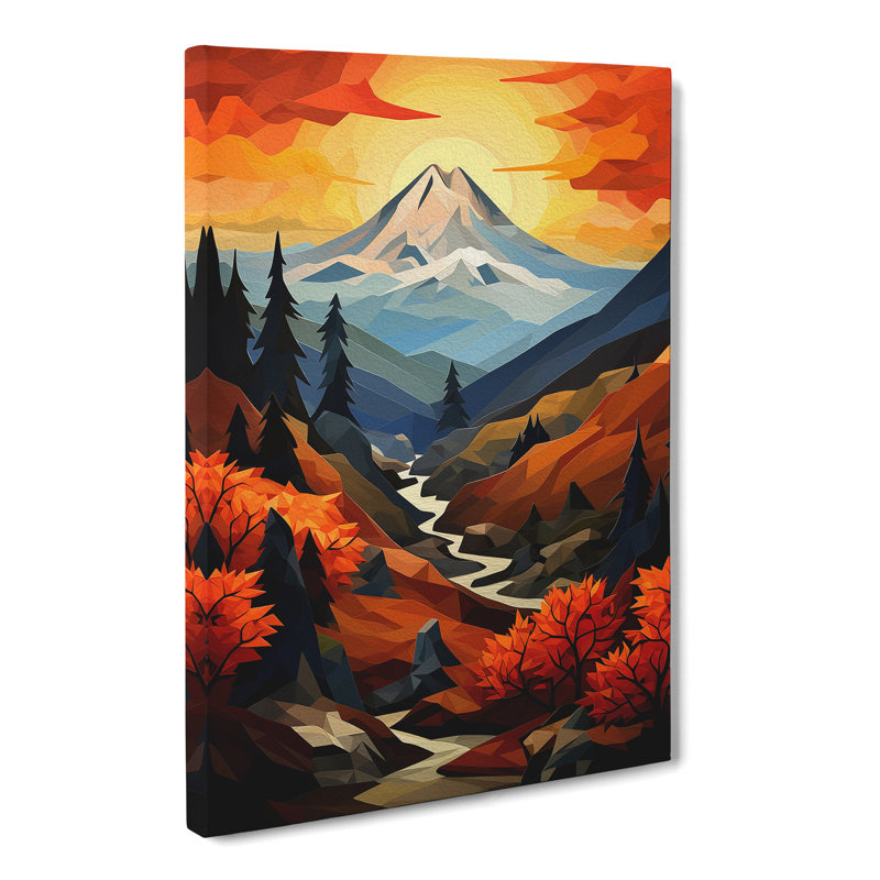 Japanese Mountains Cubism - Print, 60cm H x 40cm W x 3cm D