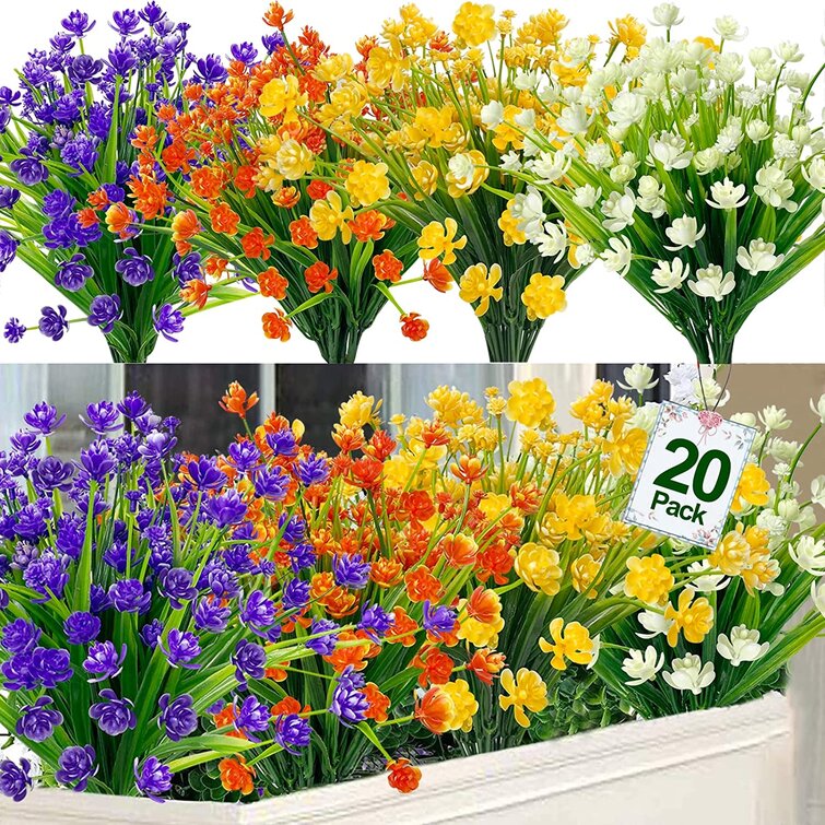 D-GROEE 3PCS Fake Flowers Small Wild Flower Daisy Faux Plastic Flowers for  Home Wedding Kitchen Garden Table Centerpieces Indoor Outdoor Decor