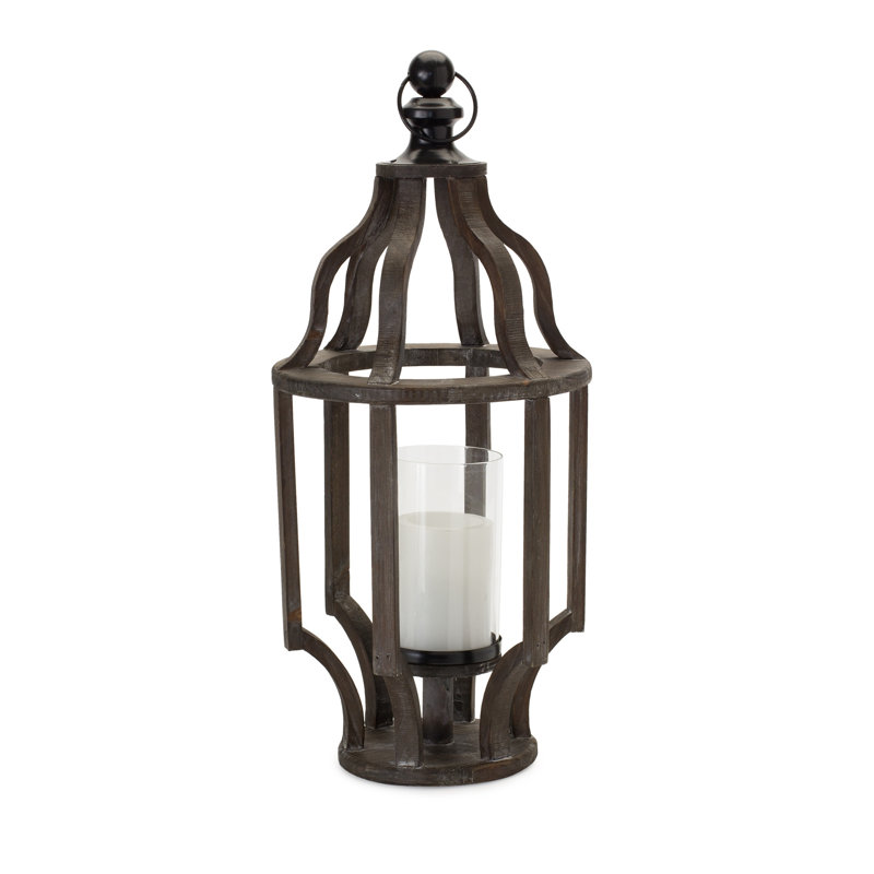 Porte-bougie de table en bois noir et verre