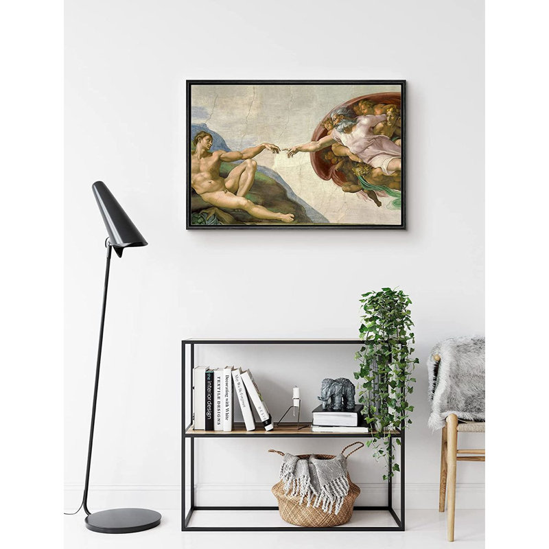 La création d'Adam de Michel-Ange - peinture sur toile, Noir, L 24 po x H 36 po