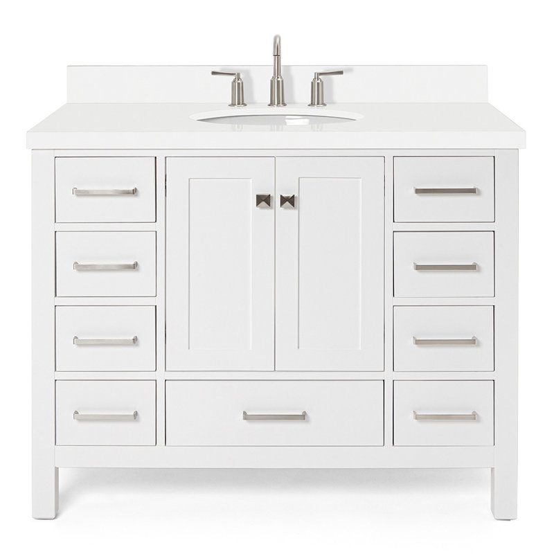 Ensemble de meuble-lavabo simple 43 po Cambridge, Blanc / nickel brossé, 43"