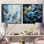 Fougères bleues Verdant Elegance - ensemble de 2 collages carrés de fougères