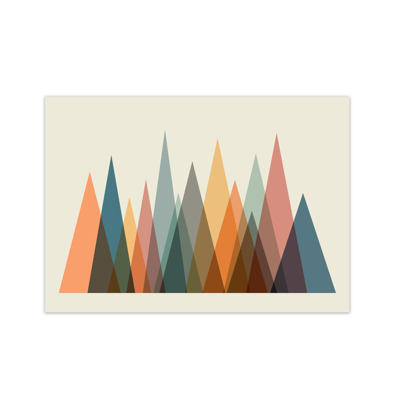 Mid Century Abstract Mountain Original - Print, No Frame, 21cm H x 30cm W x 1cm D