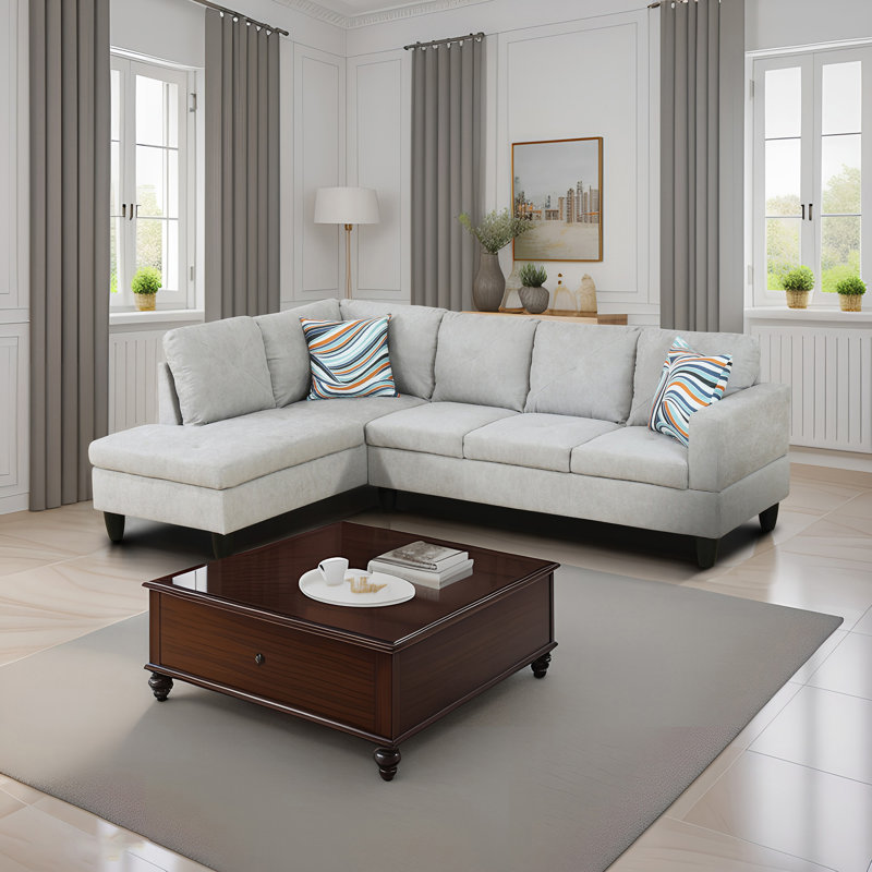 Pizarro Flannelette 2-Piece Living Room Sofa Set, Light Gray