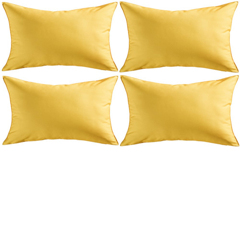 Ensemble de 4 housses de coussin imperméables pour l'extérieur, 14 po x 22 po, Jaune, Rectangulaire