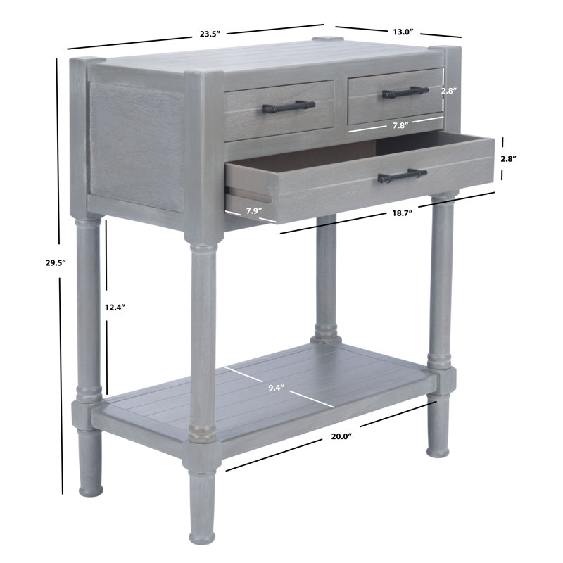 Gray Pine and Steel Console Table with Storage