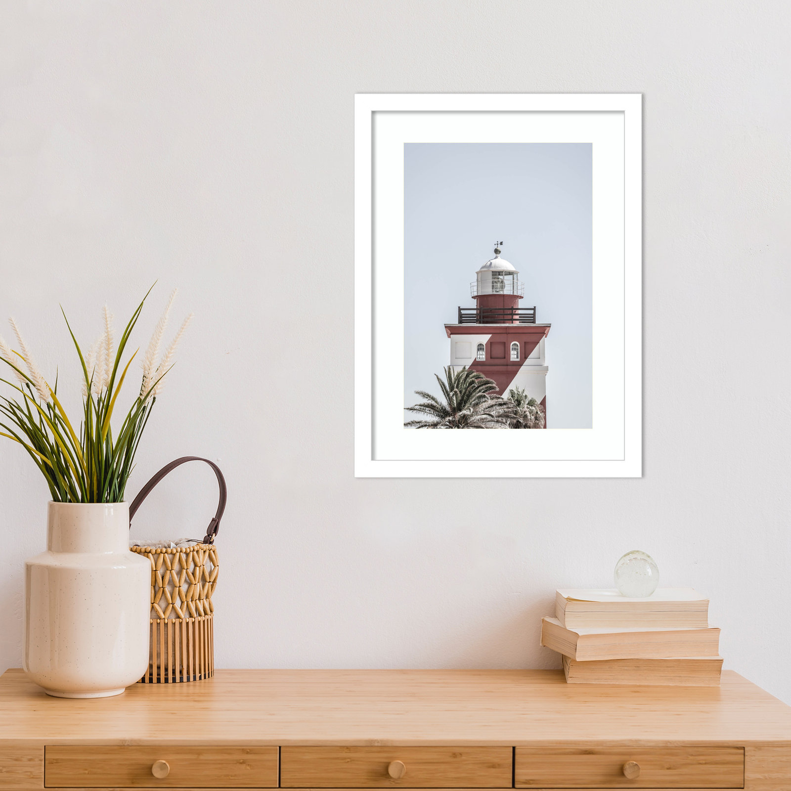 Daisey "Green Point Lighthouse" Print, White , 17" H x 13" W