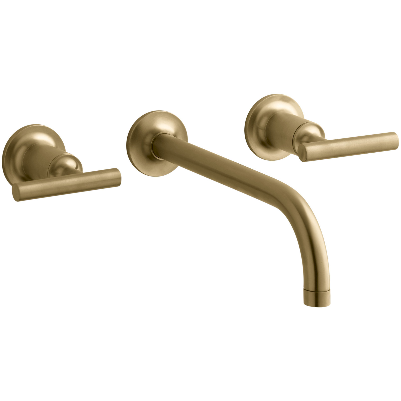 Purist Wall Mounted Bathroom Faucet, Vibrant Moderne Brushed Gold, Lever Handle