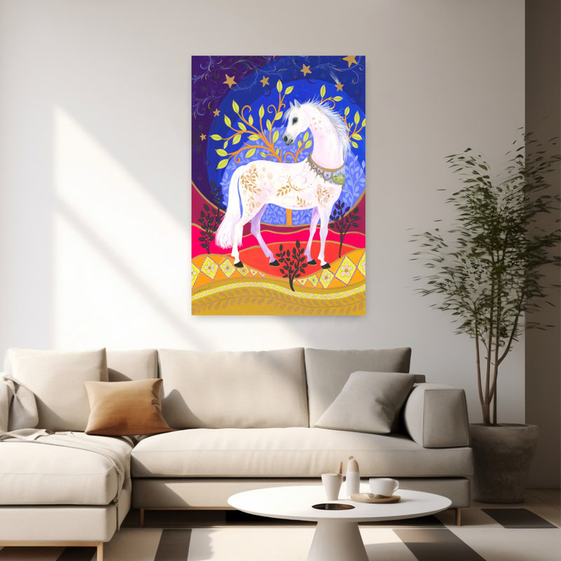 Art mural cheval majestueux abstrait contemporain, H 60 po x l 40 po