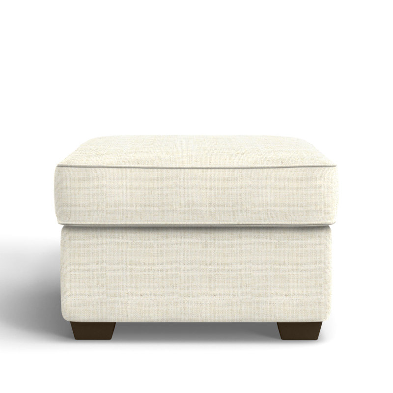 Gemi Upholstered Ottoman, Bevin Natural Linen Blend