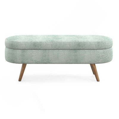 Ottoman Oval Storage Bench, Rubber Wood Legs