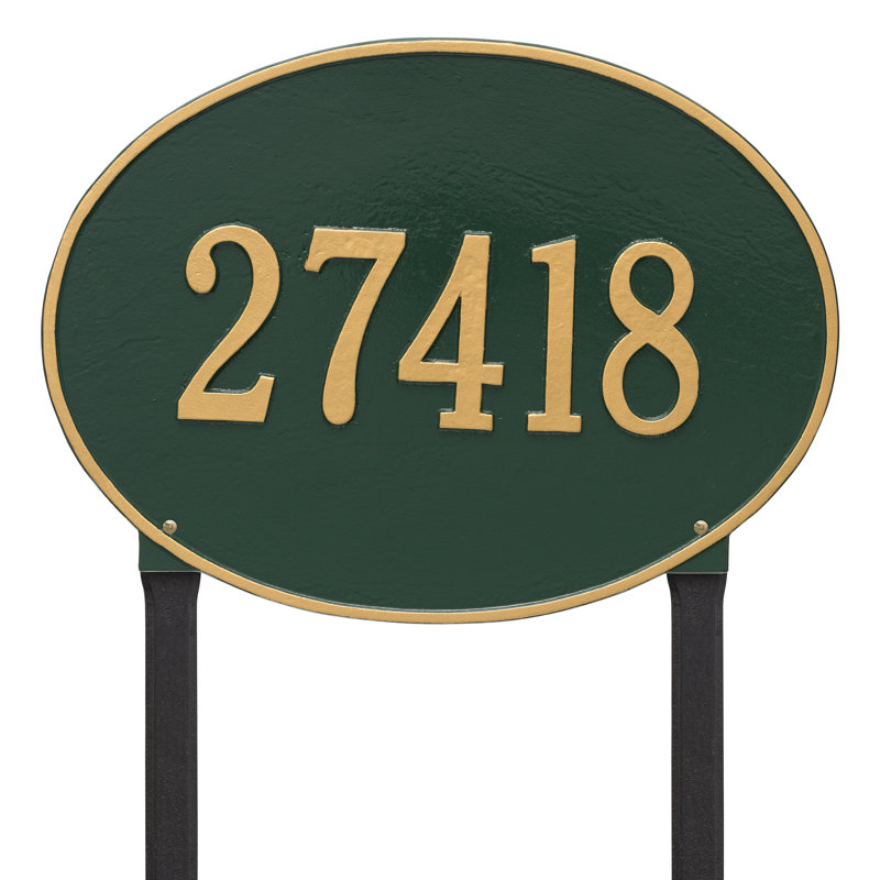 Plaque d'adresse sur 1 ligne Hawthorne, Oui, Vert et or