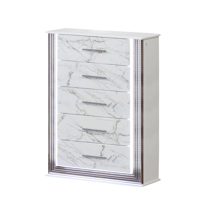 Commode avec tiroirs, commode avec panneaux latéraux à DEL pour l'organisation de la chambre à coucher