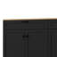 Meuble télé 70 po avec poignées rustiques, 2 tiroirs de style, tablettes réglables et armoire de rangement en grain de bois noir, rétro, compatible