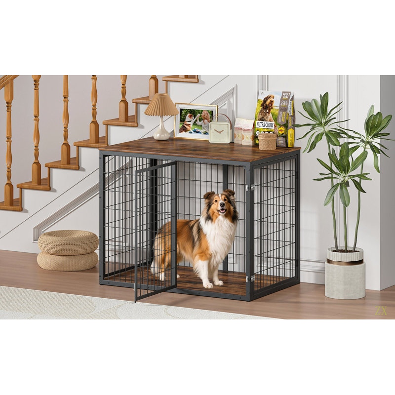 Meuble cage pour chien de 47 po avec 3 portes, pour chiens de grande taille et de taille moyenne, Brown