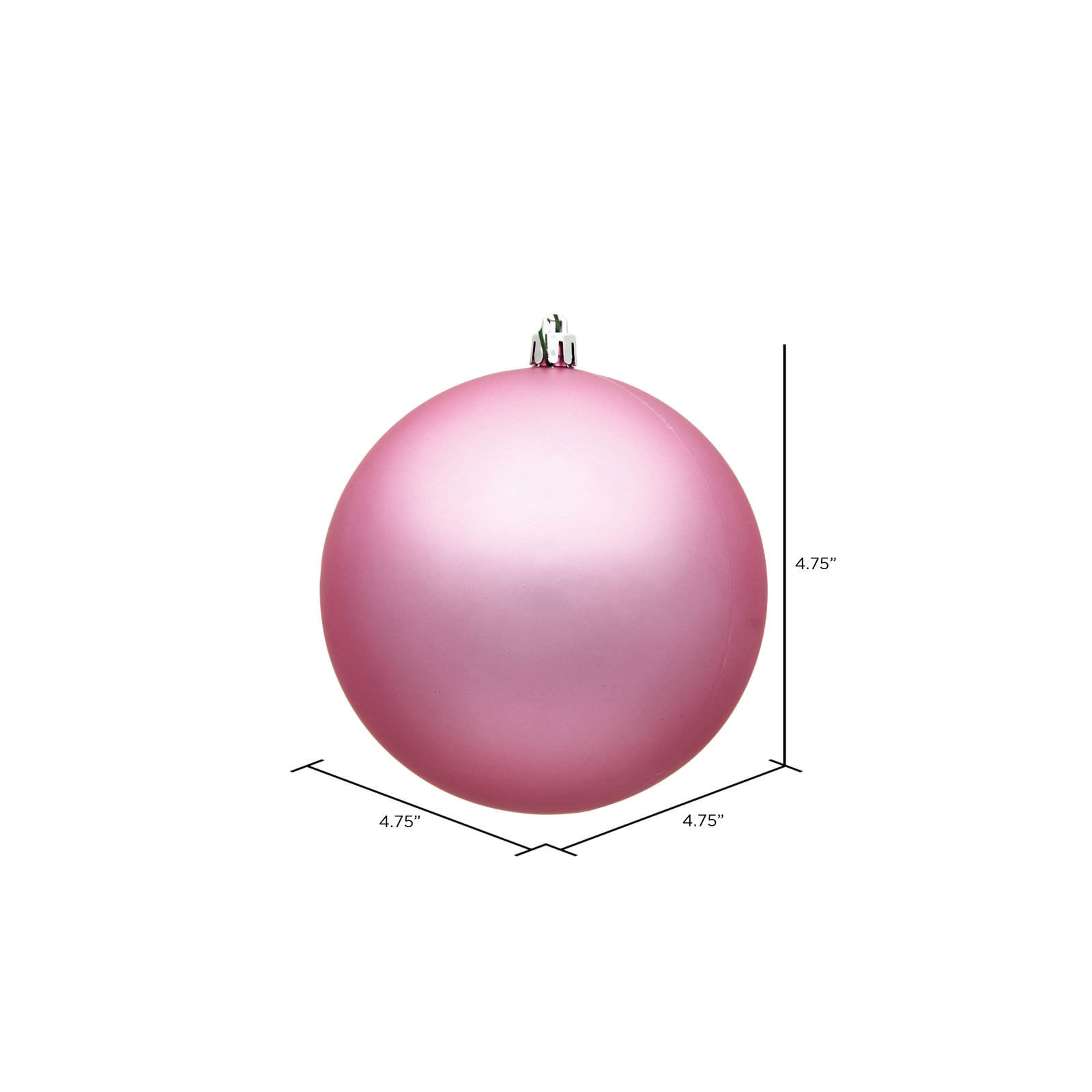 Christmas Ball Ornament, 4.75" H x 4.75" W x 4.75" D, Matte Pink
