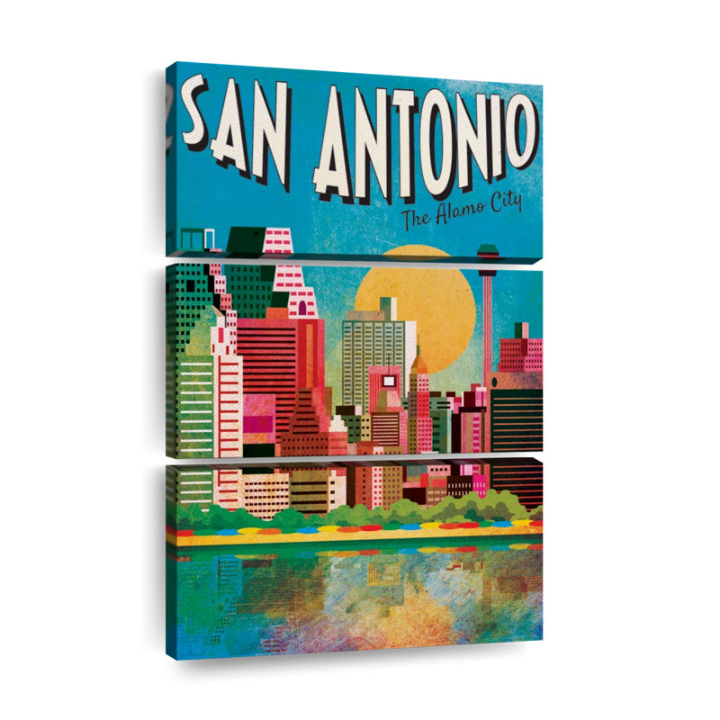 " San Antonio The Alamo City " by Jason C 3 - Pieces, 50" H x 32" W