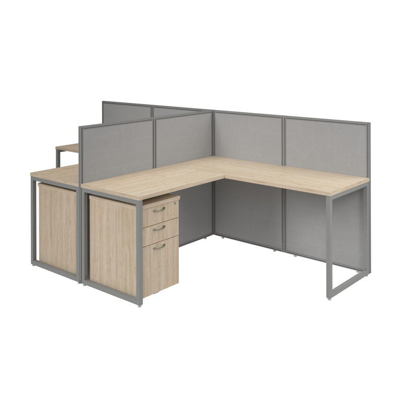 Easy Office Benching Workstation - Reversible, Natural Elm
