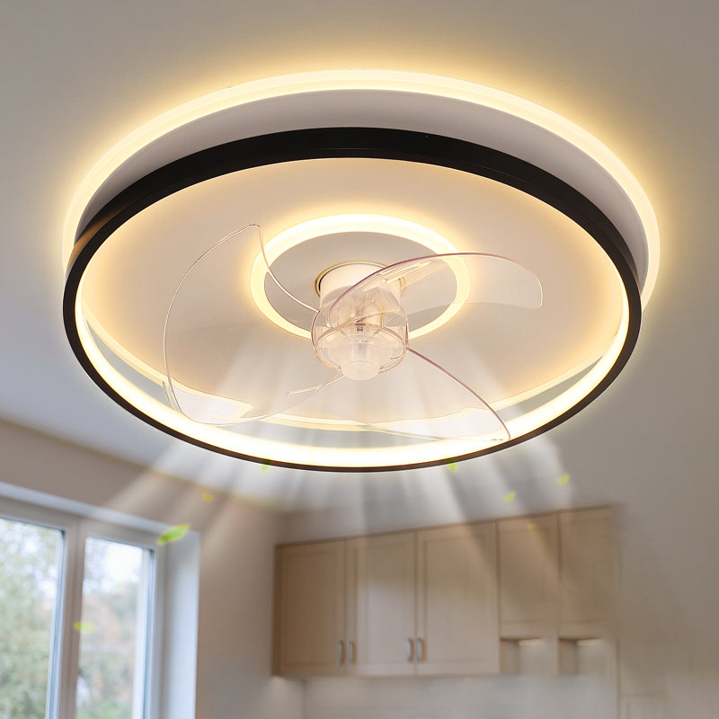 18-Inch Low Profile Flush Mount Ceiling Fan With Light - Bladeless Design & Remote Control For Modern Small Spaces