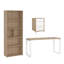 Armoire mobile 3 tiroirs 3 pièces, bureau d'écriture 59 "avec pieds en acier et bibliothèque 6" Sign, Jackson Hickory / blanc-132209503