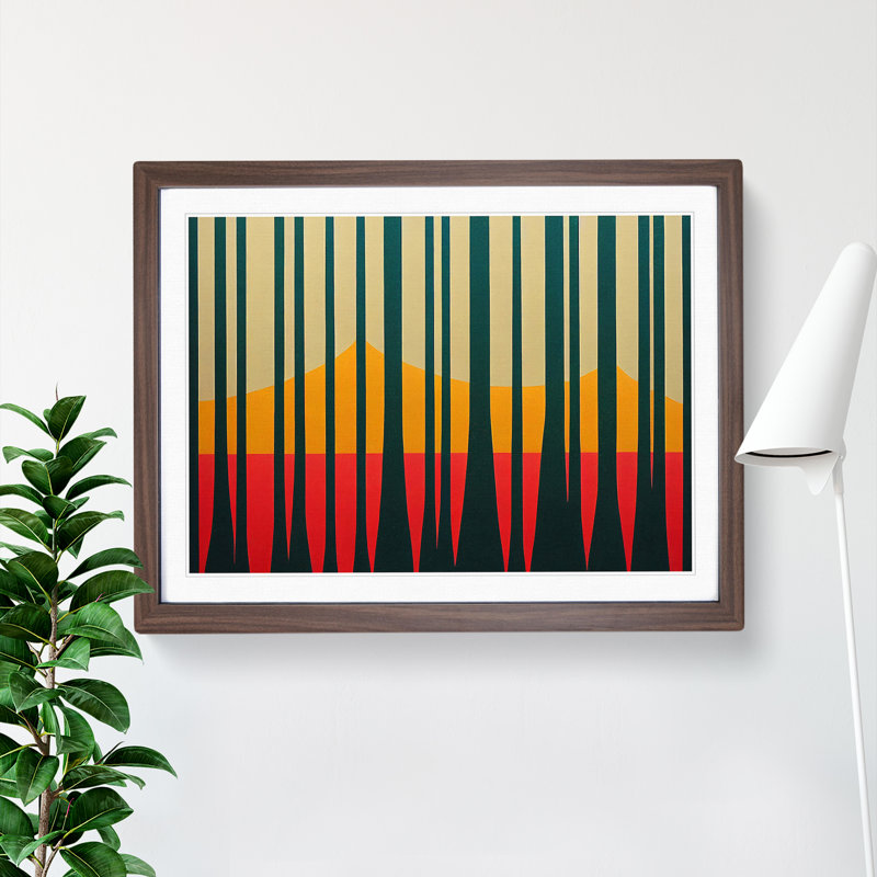 Forest Vol.4 Abstract 1 Piece Single Picture Frame Wall Art, 25cm H x 34cm W x 2cm D, Walnut
