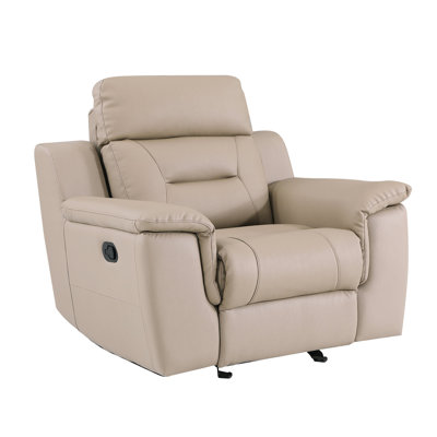 Fauteuil inclinable en cuir beige - Mousse rembourrée et entretien lombaire Bois franc séché au four