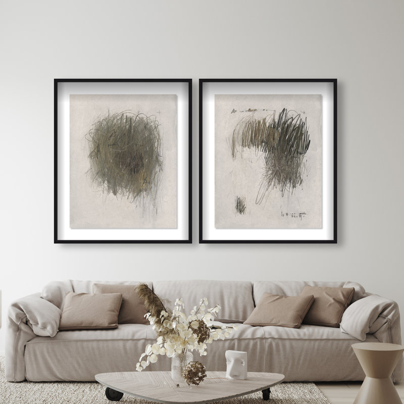 Modernist Sketch Set Shadowbox Abstract Print by Oliver Gal, Black Frame, 16 x 20, 37.5"H x 46.5"W, Black Shadowbox