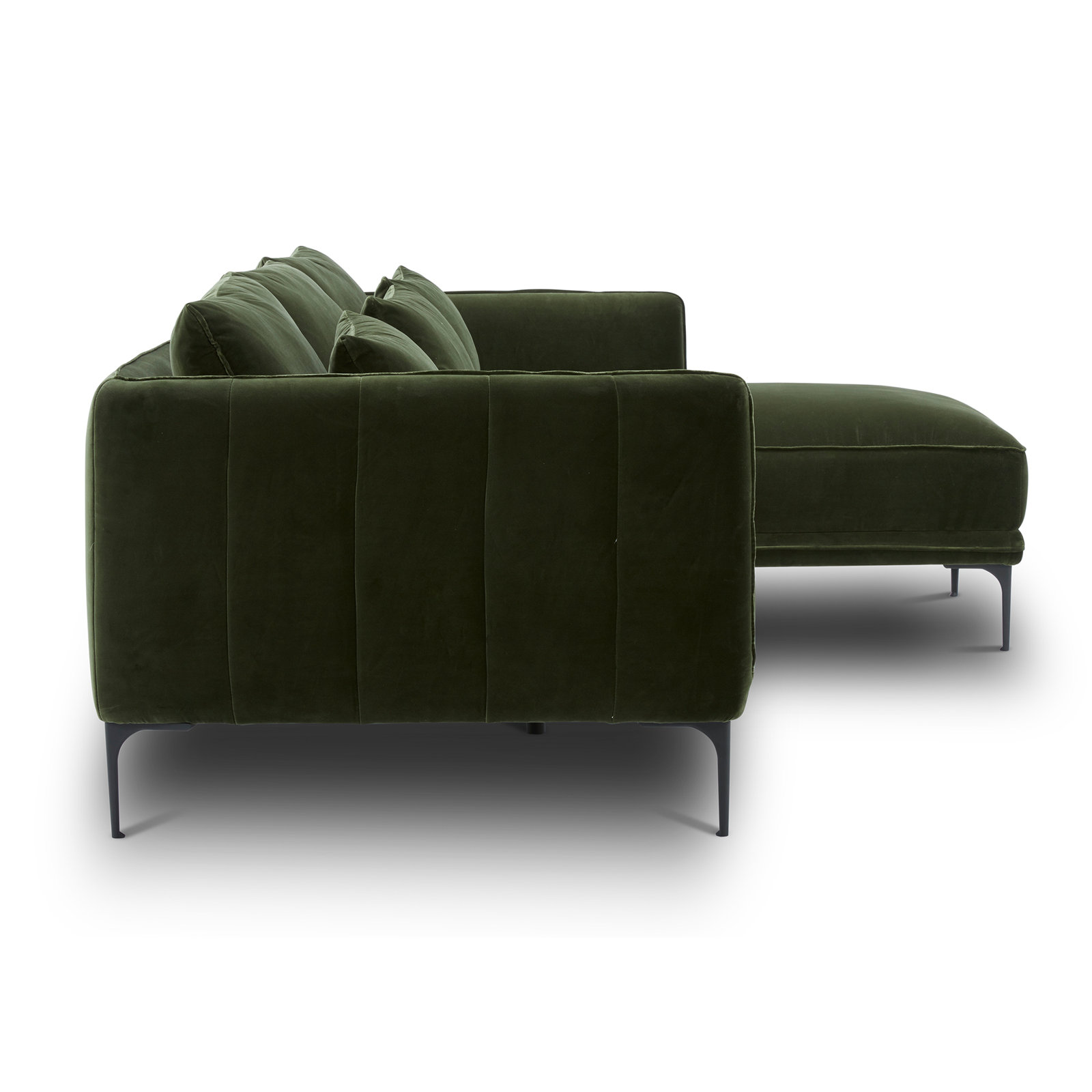Rae 3-Piece Velvet Living Room Set, Right Hand Facing, Military Green