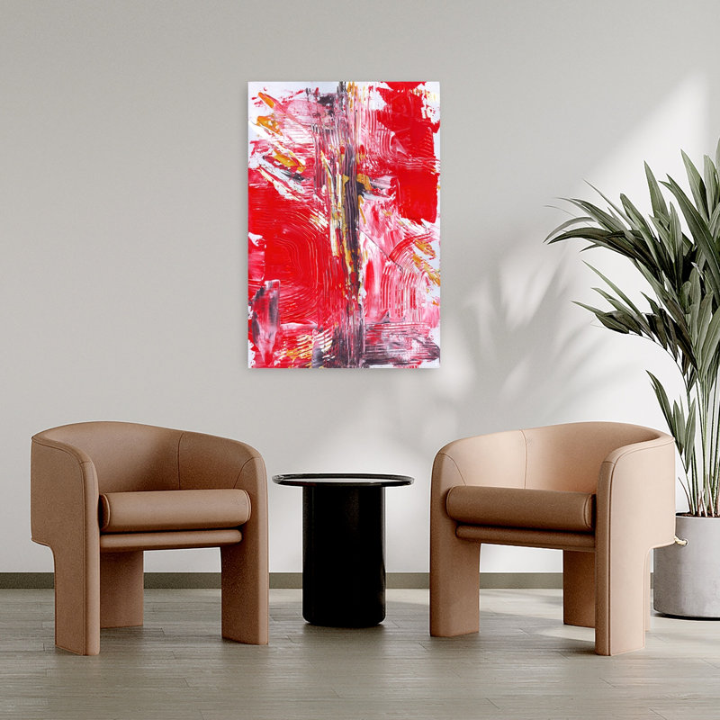 Peinture murale abstraite vibrante avec des coups de pinceau abstraits et abstraits, H 36 po x l 24 po
