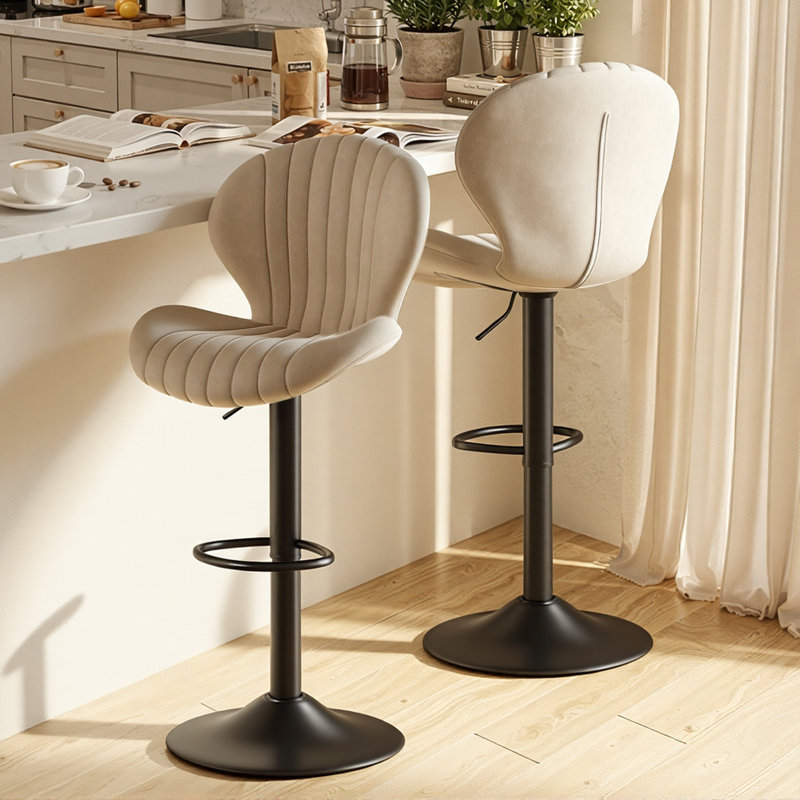 Bar Stools Set of 2 Modern Swivel Bar Chairs, Barstools Counter Height with High Backrest Easy 3-5 Minute Assembly for Bar, Kitchen, Dining Room