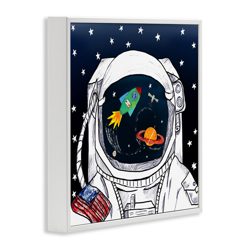 «US Astronaut Suite Space Galaxy Reflection» par Sangita Bachelet - impression d'art graphique, H 24 po x l 24 po